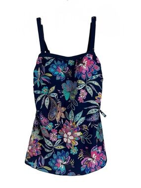 Maxine of Hollywood NWT Women’s Size 16 Blue Floral One Piece Swimsuit /dress